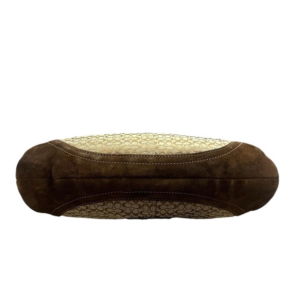 Coach Vintage #6808 Signature Soho Brown Jacquard/Suede Flap Logo Hobo Bag - Picture 9 of 16